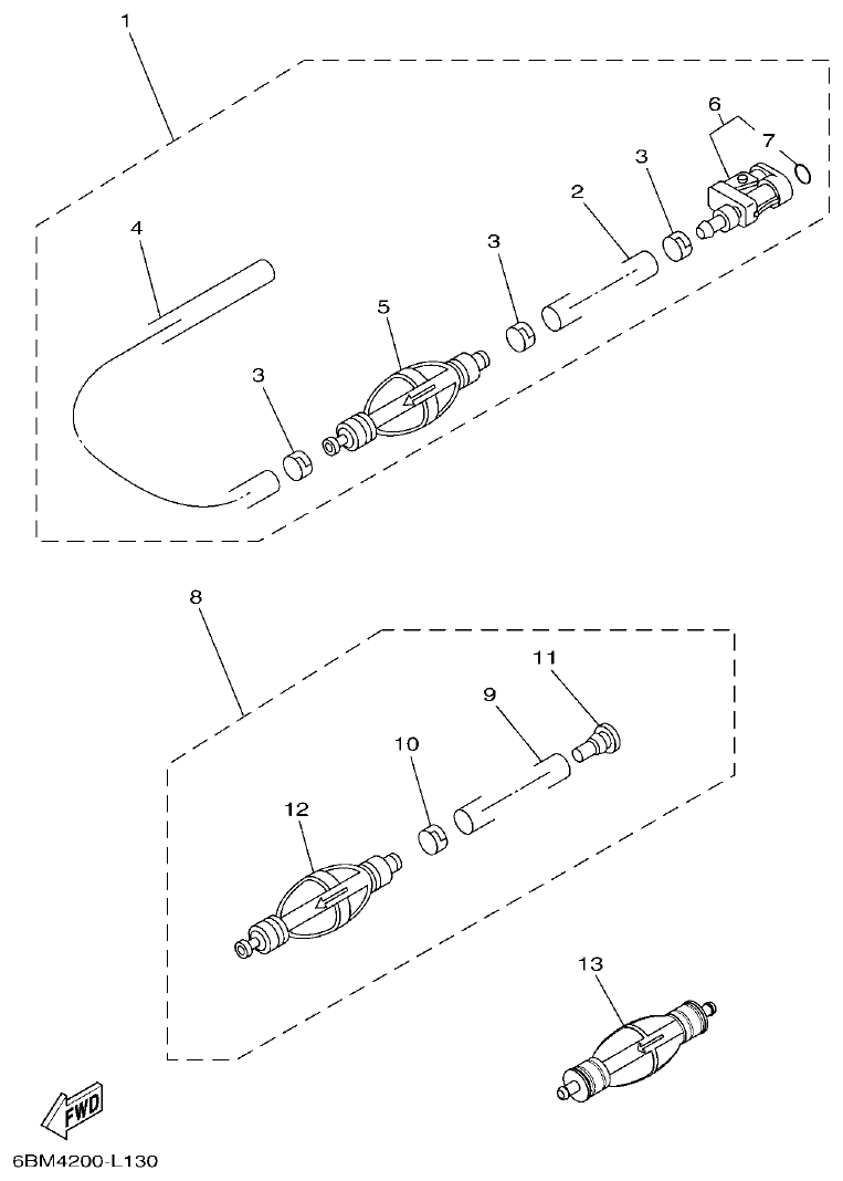 Yamaha F150BET, FL150BET FUEL 2 parts diagram
